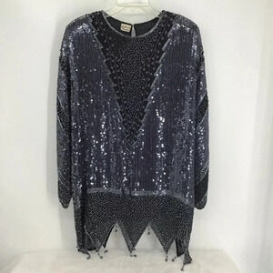 Judith Ann Creations Vintage 80’s Gatsby Style Beaded SequinTunic Top Size L/XL